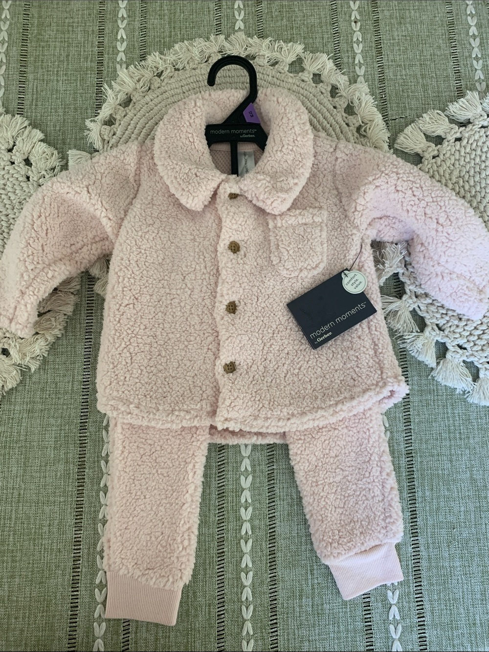 Modern Moments 12M Cozy Pink Sherpa Set for Kids